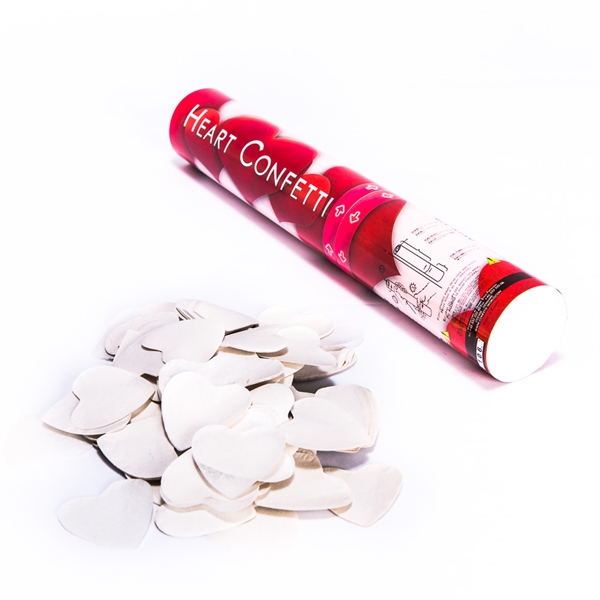 Confettiworld Konfettirør Hvide Papir Hjerter BIO 5502White